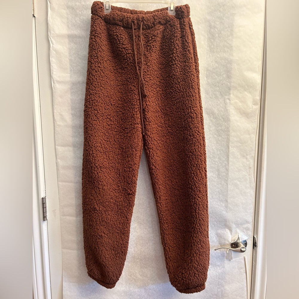 Self Esteem Faux Sherpa Juniors Warm Brown Joggers Super Soft Sz-XS. Z12 - Picture 3 of 10
